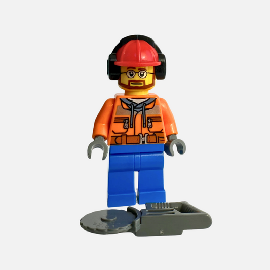 Construction Worker with Cutoff Saw - LEGO Minifigure