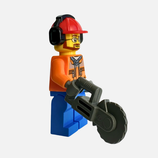 Construction Worker with Cutoff Saw - LEGO Minifigure