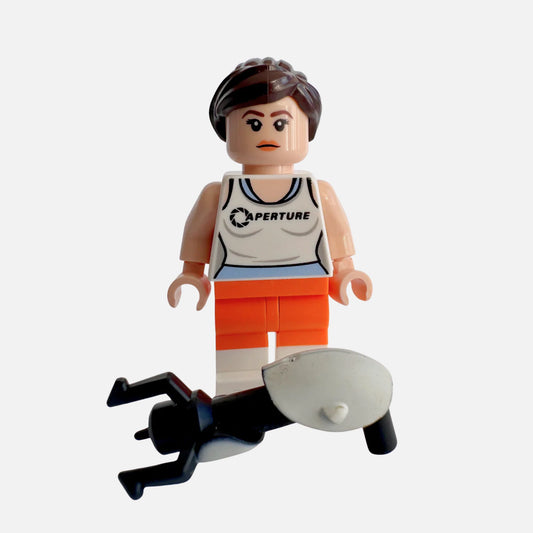 Chell - Portal 2 LEGO Minifigure with Gun