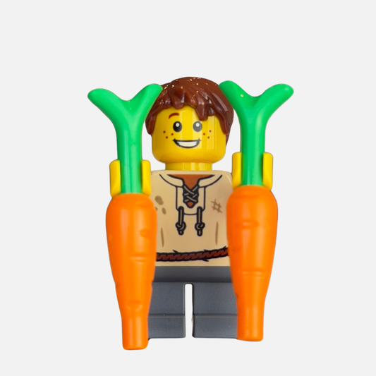 Carrot Farmer Boy "Peasant" Custom LEGO Castle Minifigure