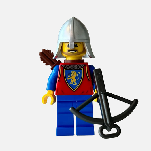 Crossbow Man Lion Knight custom LEGO Castle minifigure with crossbow and armor