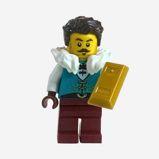 Nobleman Peasant custom LEGO Castle minifigure holding gold bar