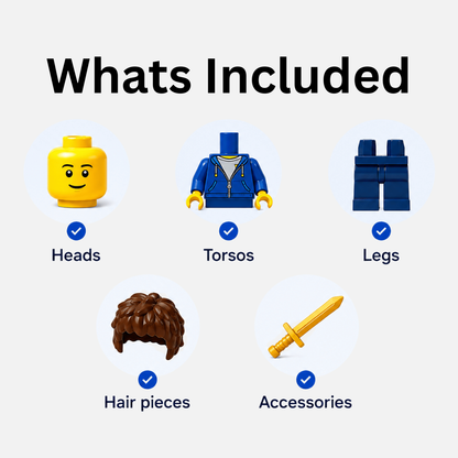 Build a Minifig Kit - Authentic LEGO Minifigure Parts Pack for Parties, Events & Creative Play