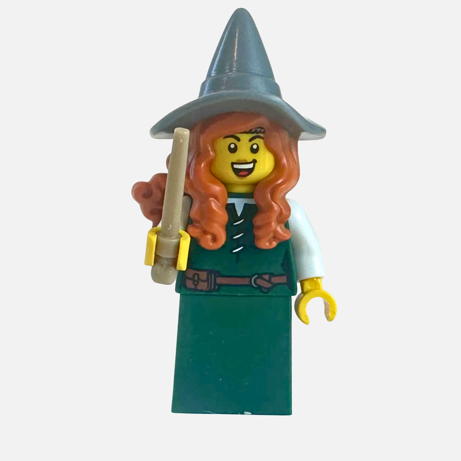Witch Peasant custom LEGO Castle minifigure with wand and cloak